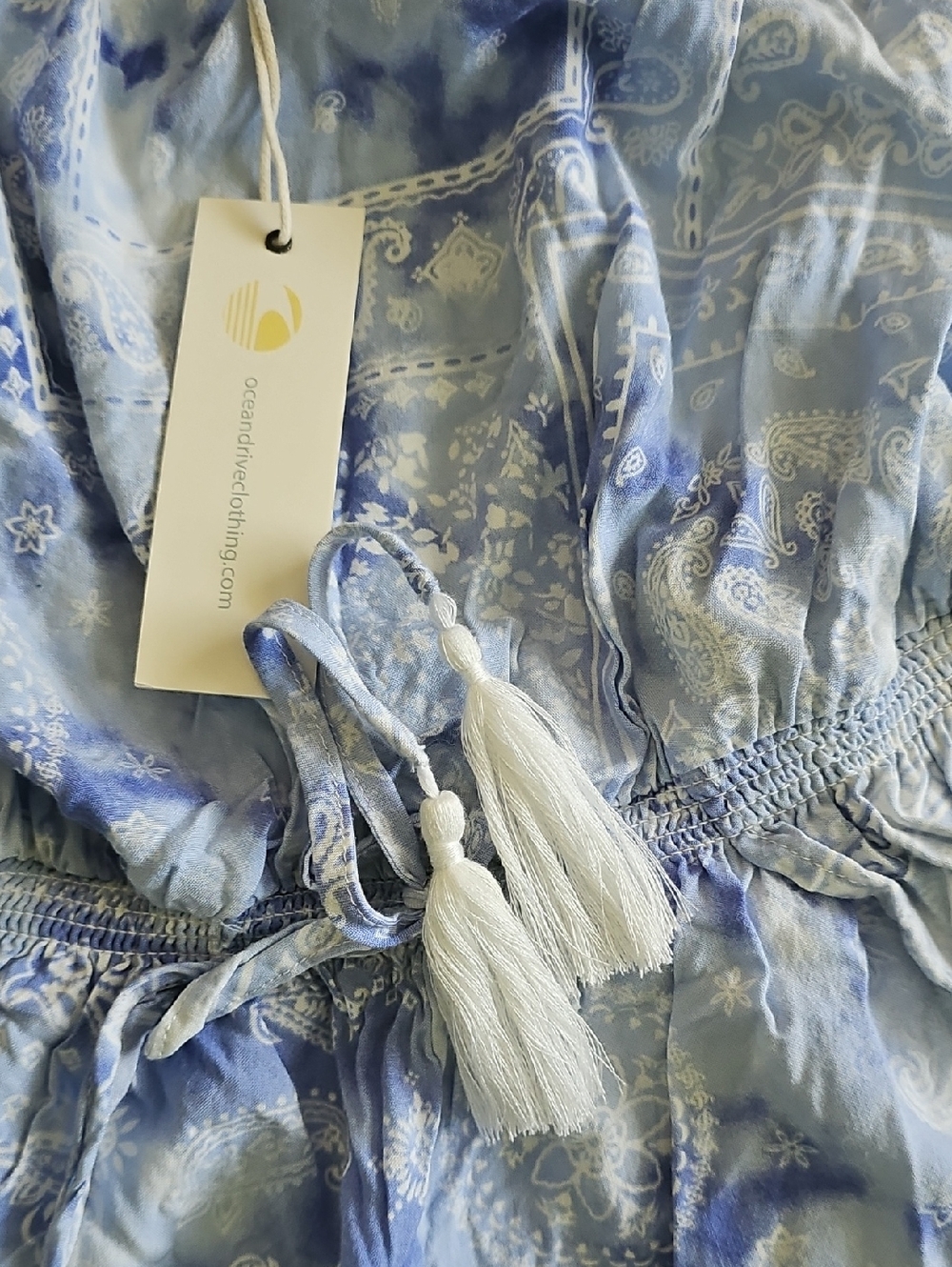 Ocean Drive Light Blue Printed Strapless Romper - Picture 5 of 7